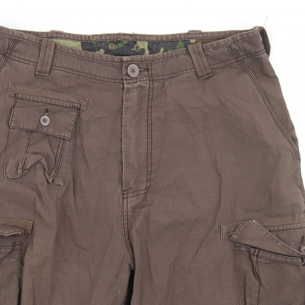 Burton Mens Brown  Cotton Cargo Shorts Size 34 in L12 in Regular Button