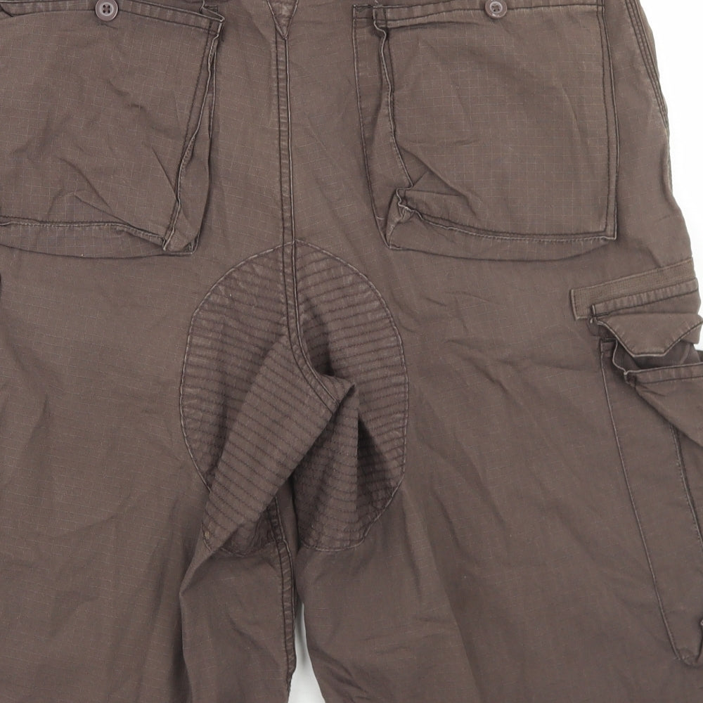 Burton Mens Brown  Cotton Cargo Shorts Size 34 in L12 in Regular Button