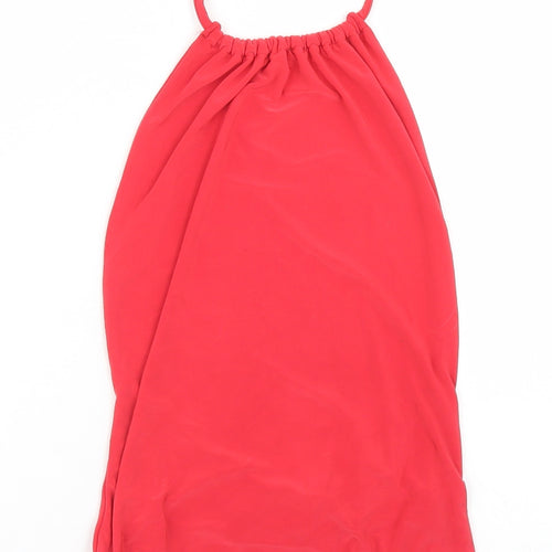 PRETTYLITTLETHING Womens Red  Polyester Bodysuit One-Piece Size 4  Tie