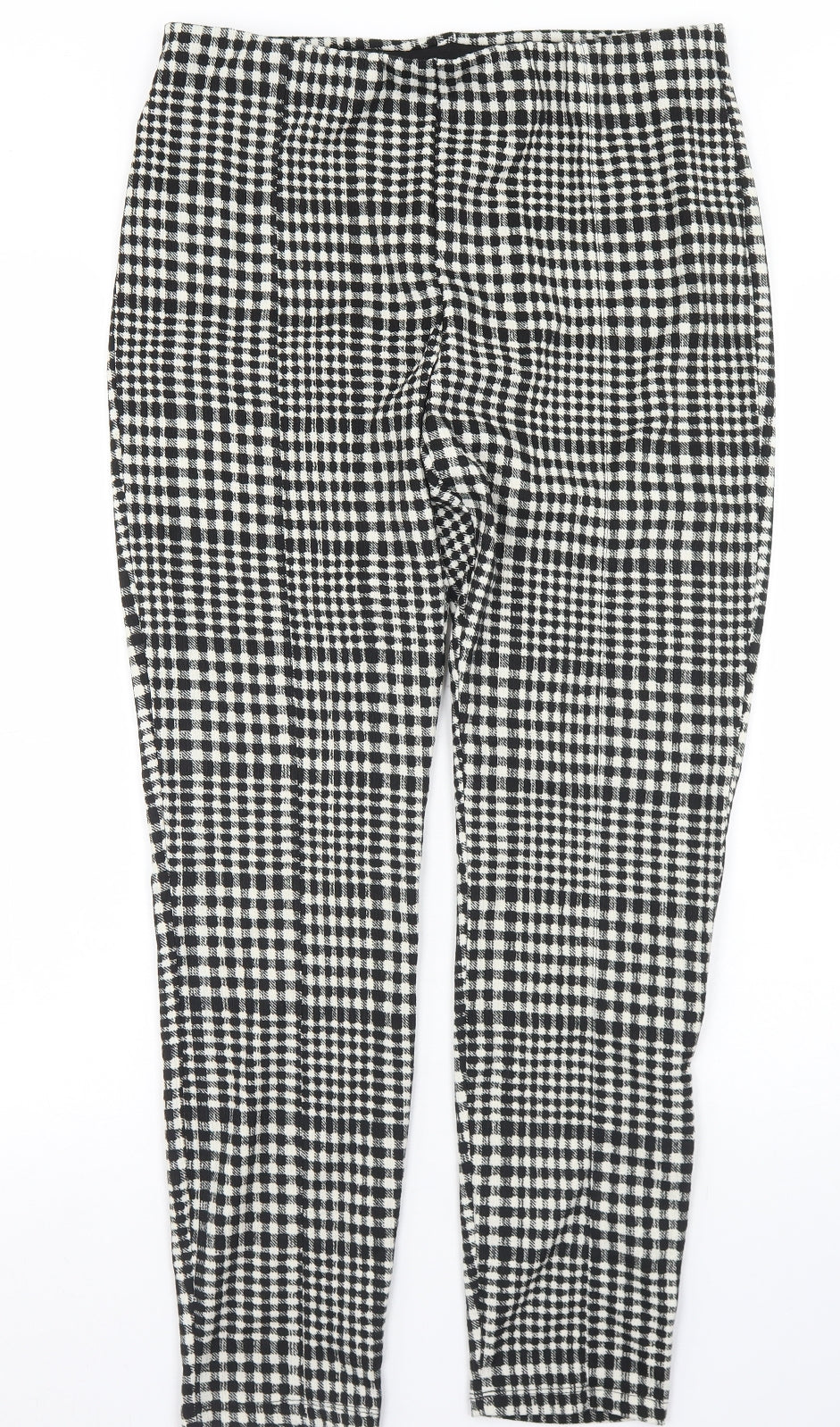 New Look Womens Black Geometric Polyester Trousers  Size 12 L28 in Regular