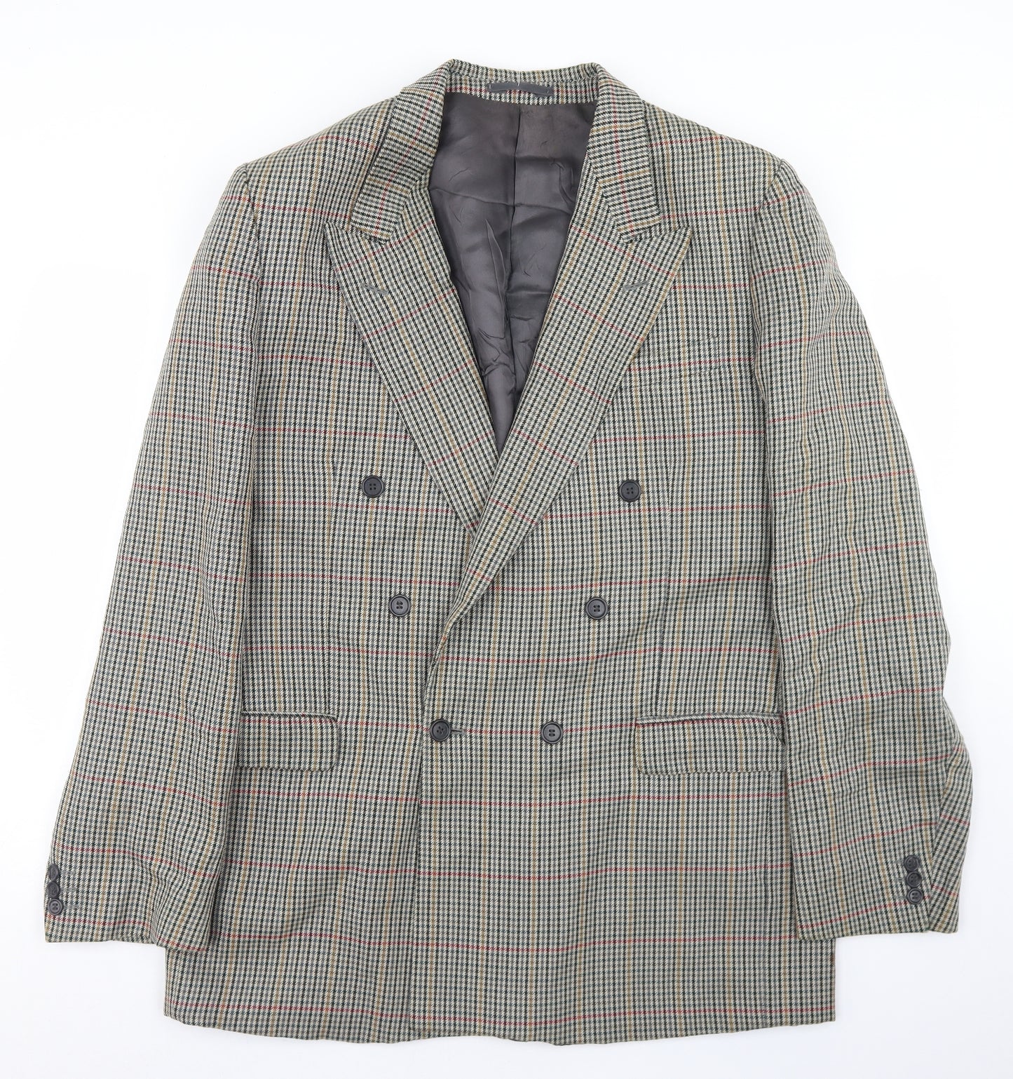 High and Mighty Mens Beige Houndstooth Wool Jacket Blazer Size 44