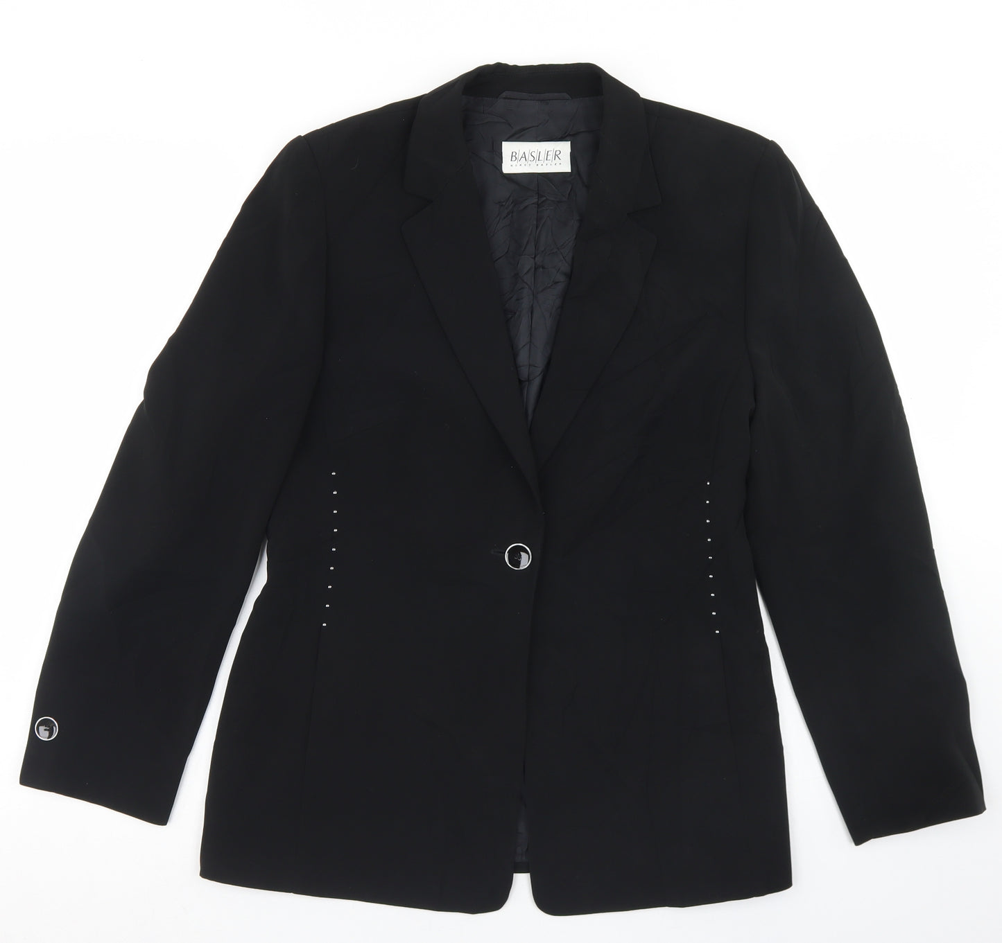 Basler Womens Black  Polyester Jacket Blazer Size 12   - Studded