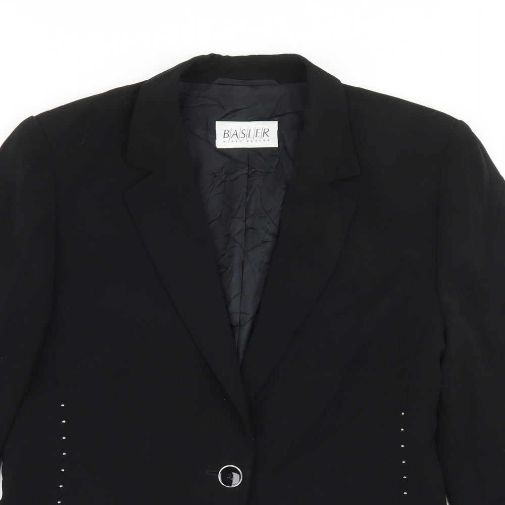 Basler Womens Black  Polyester Jacket Blazer Size 12   - Studded