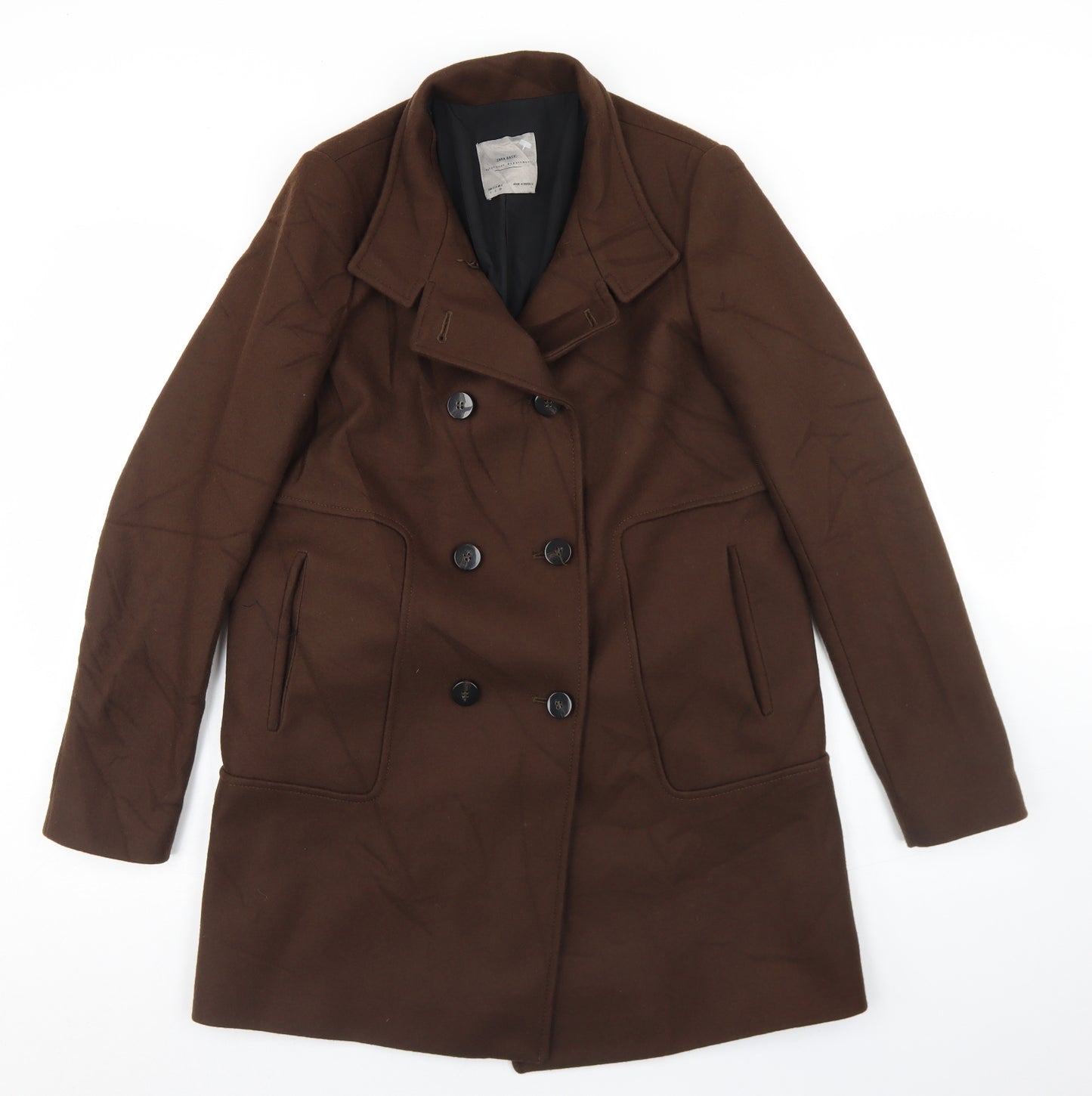 Zara Womens Brown   Overcoat Coat Size S  Button