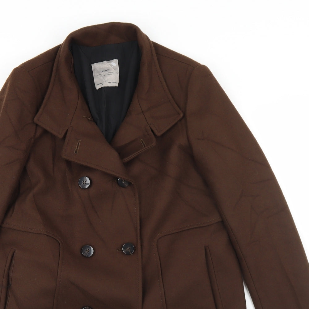 Zara Womens Brown   Overcoat Coat Size S  Button