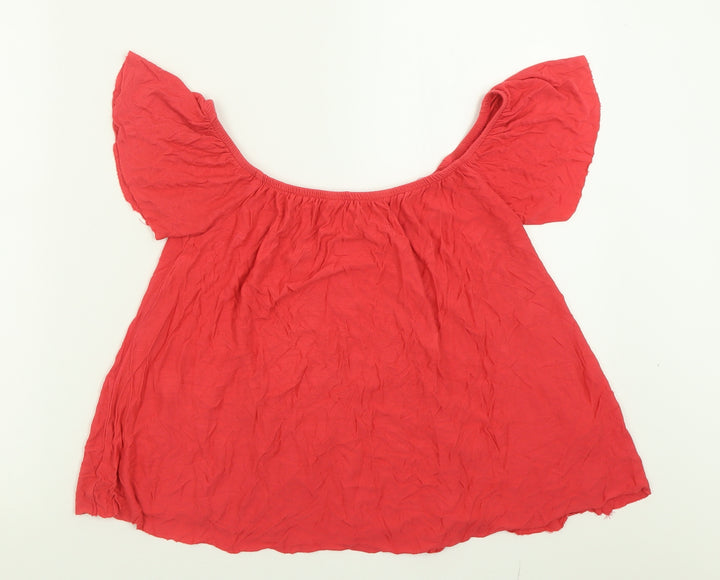 Atmosphere Womens Pink  Viscose Basic T-Shirt Size 10 Off the Shoulder