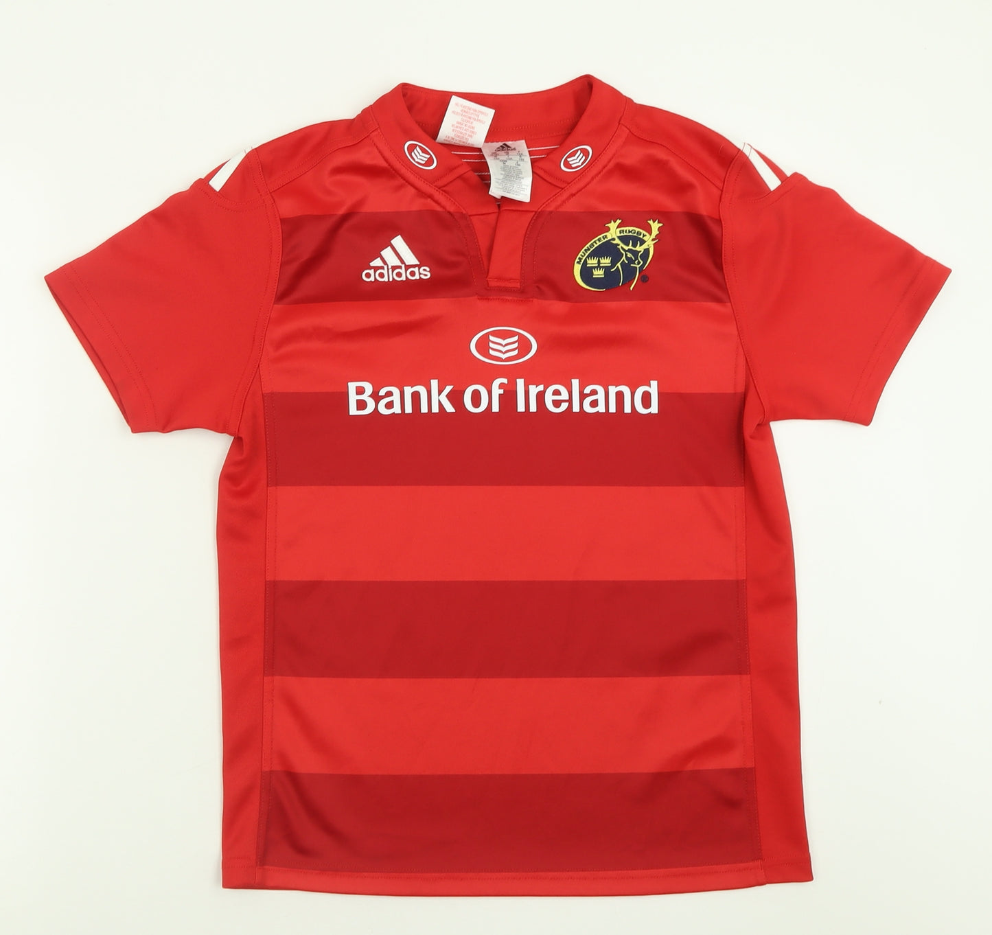 adidas Boys Red Striped Polyester Basic T-Shirt Size 11-12 Years V-Neck Pullover - Rugby Ireland