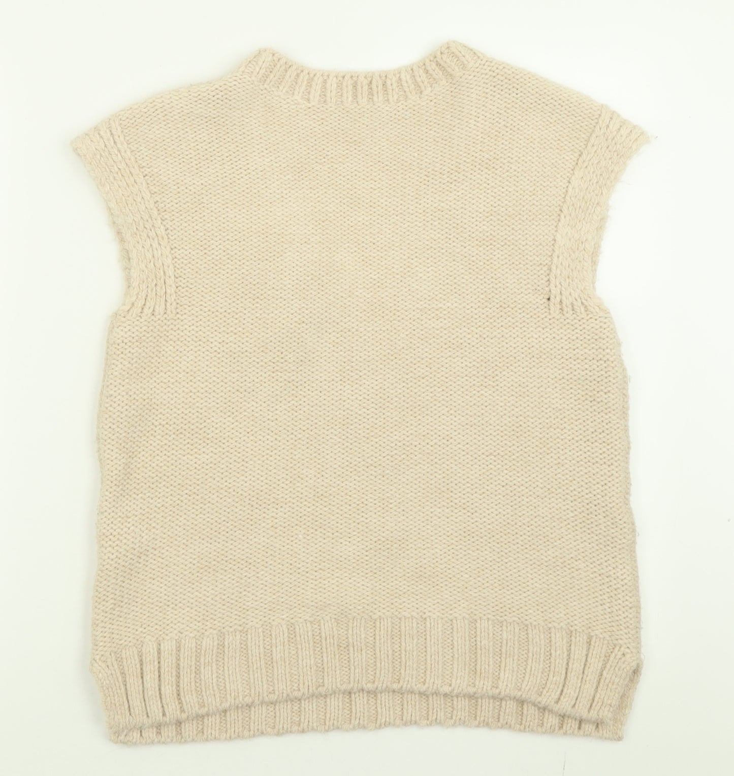 George Womens Beige V-Neck  Acrylic Vest Jumper Size M