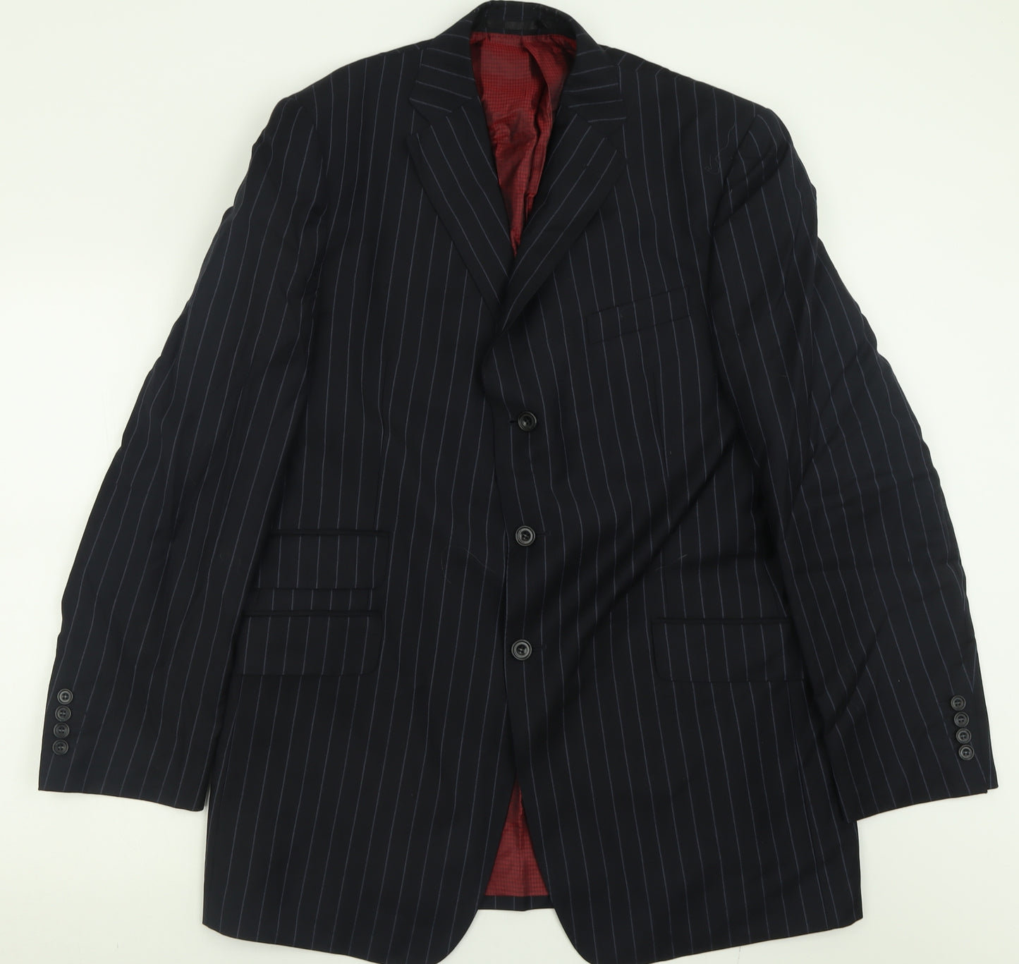 Marks and Spencer Mens Black Striped Wool Jacket Suit Jacket Size 42