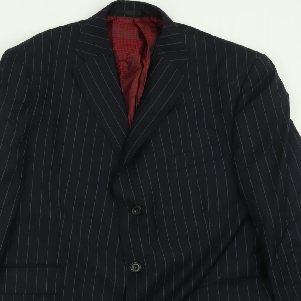 Marks and Spencer Mens Black Striped Wool Jacket Suit Jacket Size 42