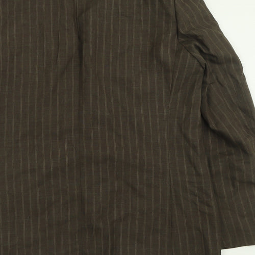 Autograph Mens Brown Striped Linen Jacket Suit Jacket Size 42