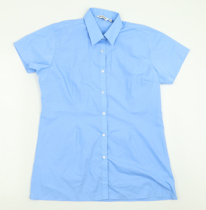 TruTex Mens Blue  Polyester  Button-Up Size L Collared Button