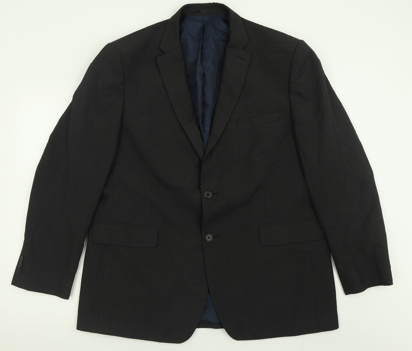 Debenhams Mens Black Striped Polyester Jacket Suit Jacket Size 46