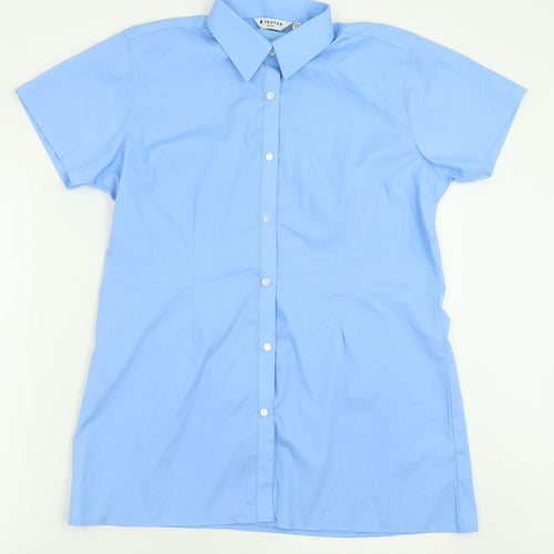 TruTex Mens Blue  Polyester  Button-Up Size L Collared Button