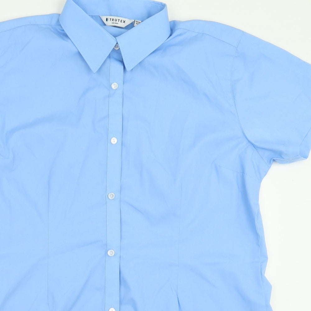 TruTex Mens Blue  Polyester  Button-Up Size L Collared Button