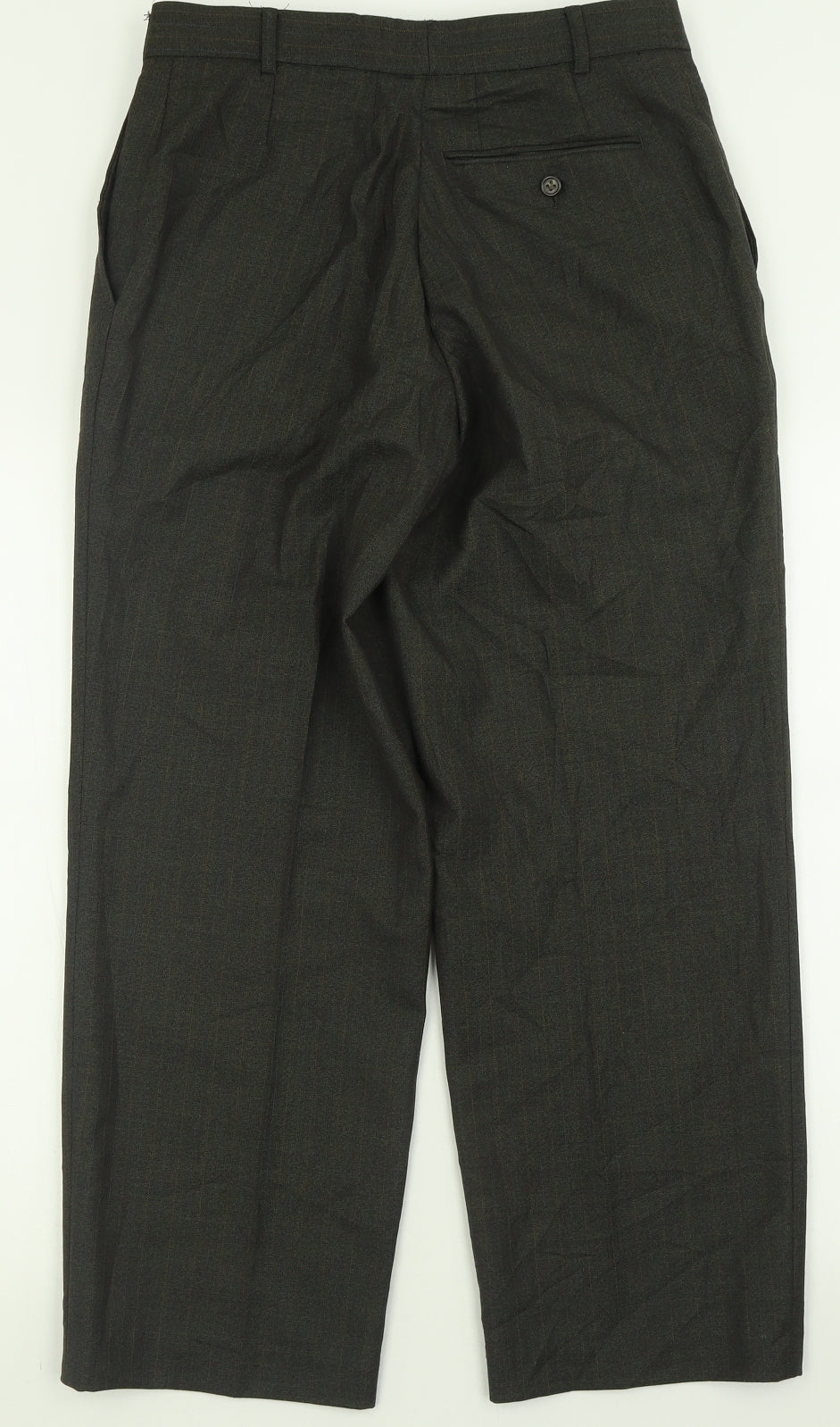 Brook Taverner Mens Grey Striped Wool Trousers  Size 34 L28 in Regular Hook & Eye