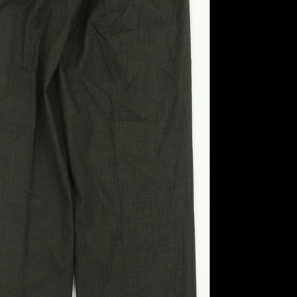 Brook Taverner Mens Grey Striped Wool Trousers  Size 34 L28 in Regular Hook & Eye