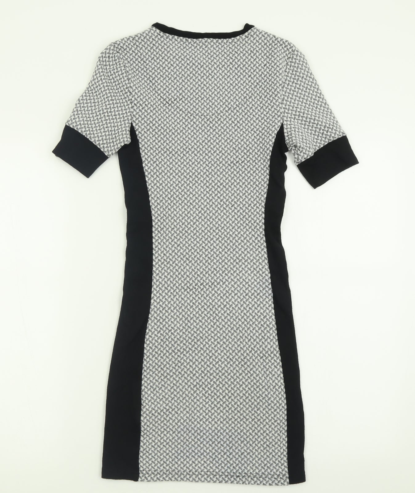 Topshop Womens Grey Geometric Polyester Bodycon  Size 8  Crew Neck Pullover