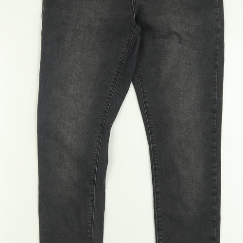 Denim & Co. Womens Black  Cotton Skinny Jeans Size 14 L29 in Regular Button