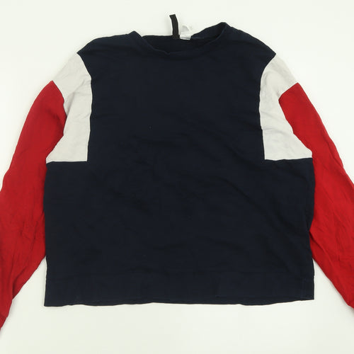 H&M Womens Blue Crew Neck  Cotton Pullover Jumper Size L