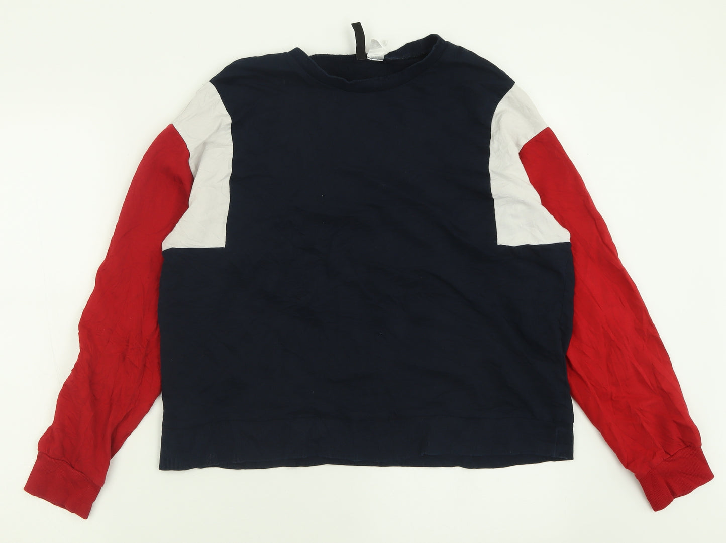 H&M Womens Blue Crew Neck  Cotton Pullover Jumper Size L