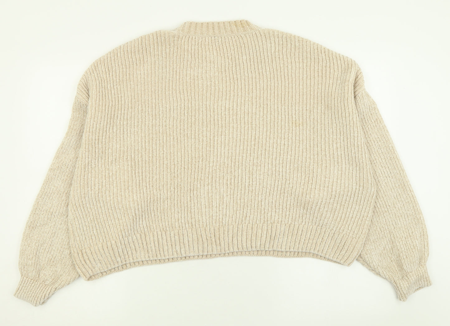 H&M Womens Beige Crew Neck  Polyester Pullover Jumper Size L