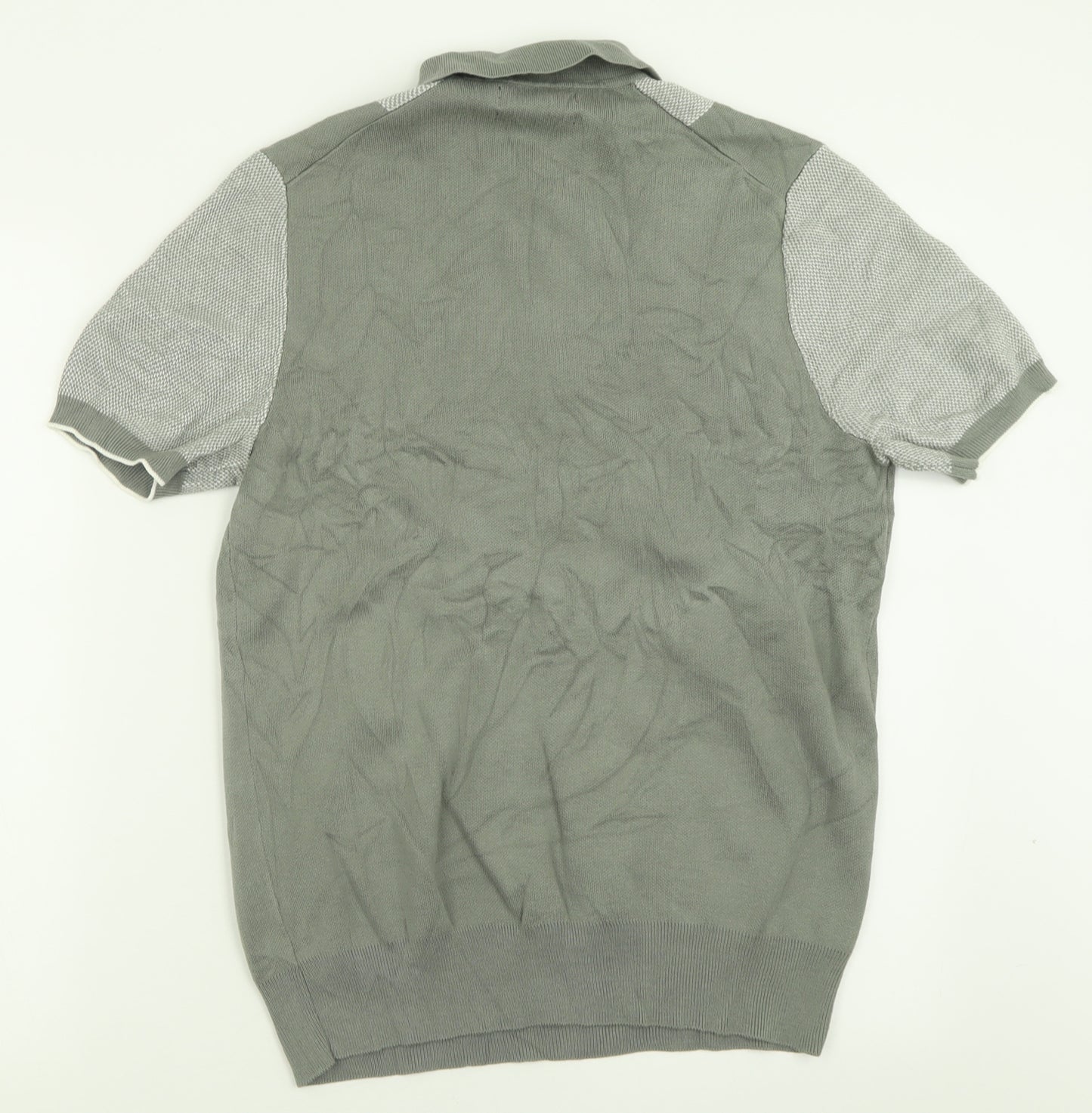 Marks and Spencer Mens Green  Cotton  Polo Size M Collared Button