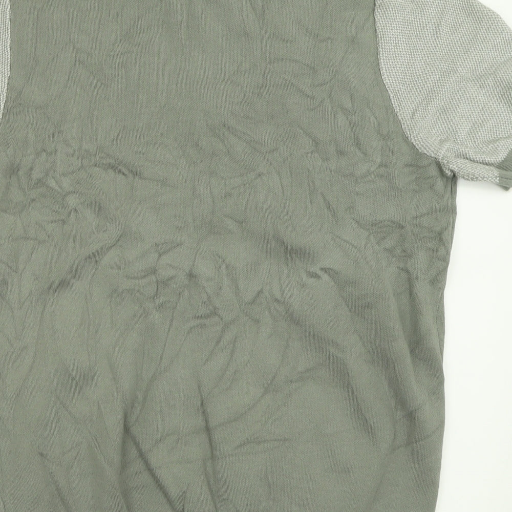 Marks and Spencer Mens Green  Cotton  Polo Size M Collared Button