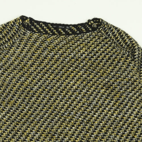 Zara Womens Yellow Crew Neck  Acrylic Pullover Jumper Size M