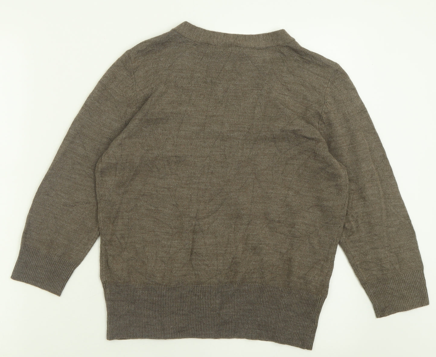 CC Womens Brown V-Neck  Acrylic Pullover Jumper Size M