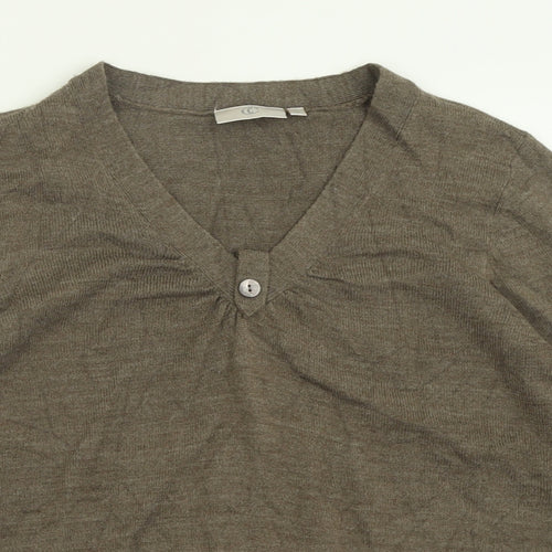 CC Womens Brown V-Neck  Acrylic Pullover Jumper Size M