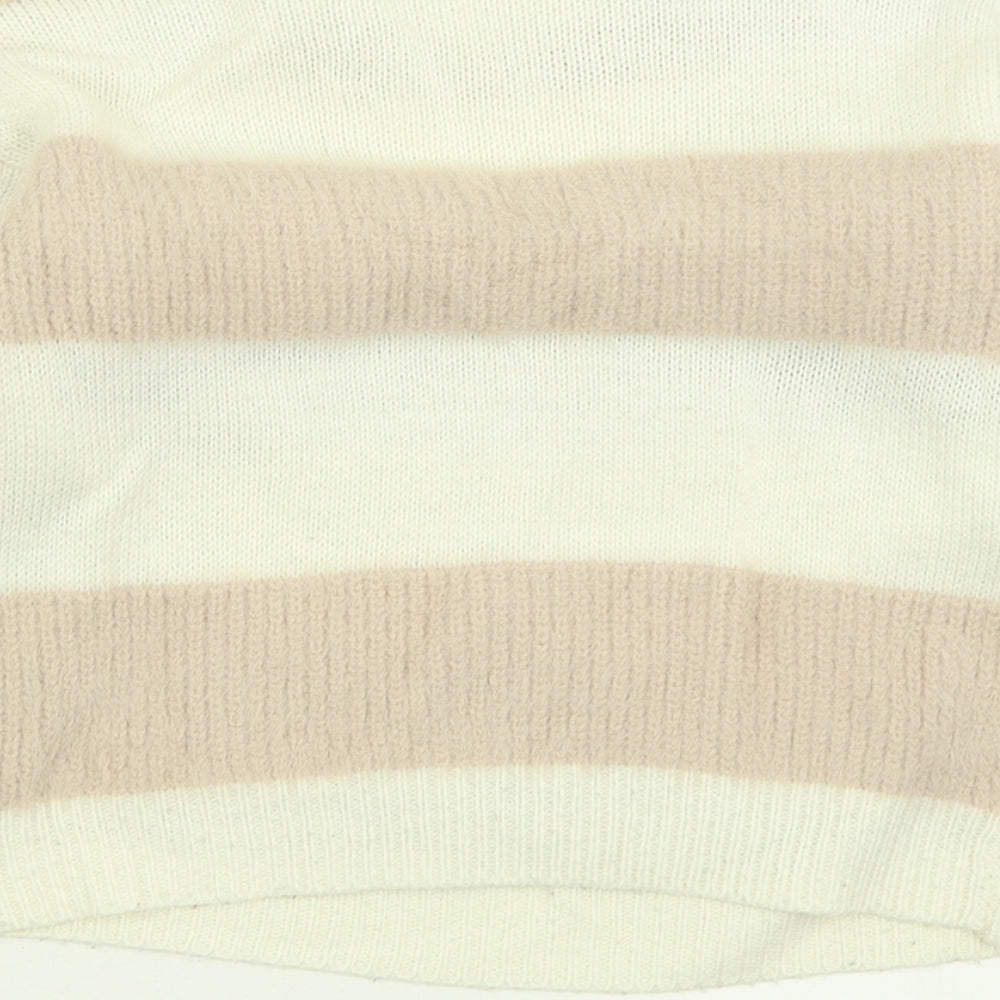New Look Girls Ivory Crew Neck Striped Acrylic Pullover Jumper Size 10-11 Years  Pullover
