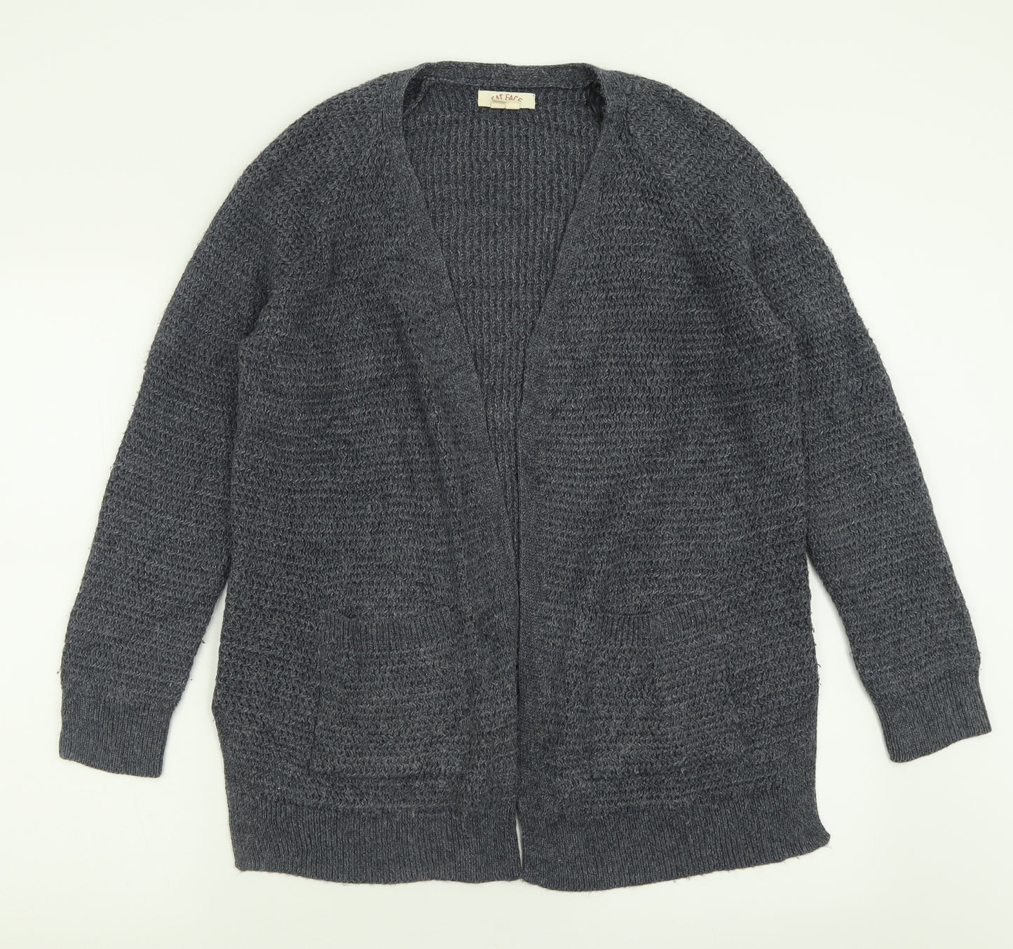 Fat Face Womens Blue V-Neck  Acrylic Cardigan Jumper Size 12