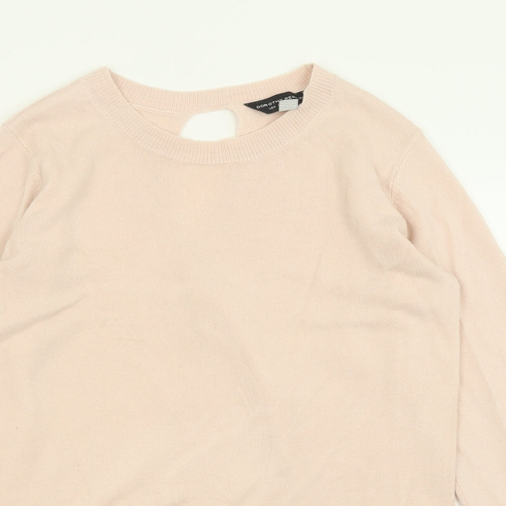 Dorothy Perkins Womens Pink Crew Neck  Acrylic Pullover Jumper Size 10