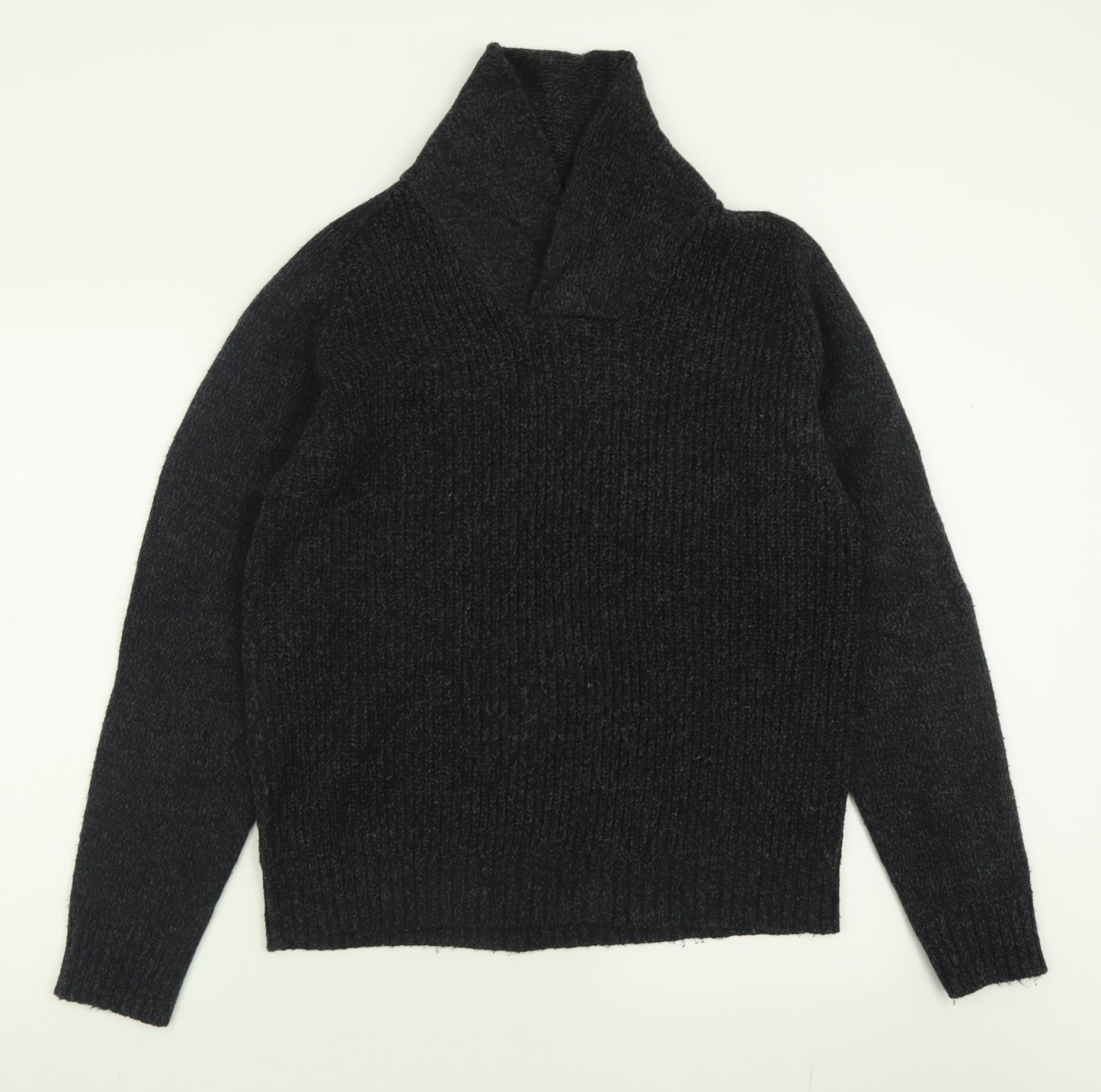 TU Mens Black V-Neck  Acrylic Pullover Jumper Size M