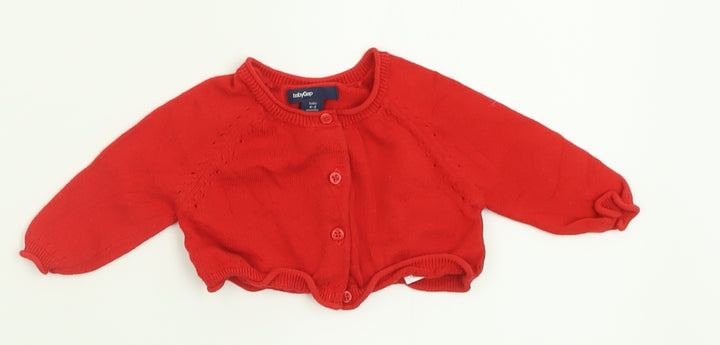 Gap Girls Red Cotton Cardigan Jumper Size 0-3 Months Button