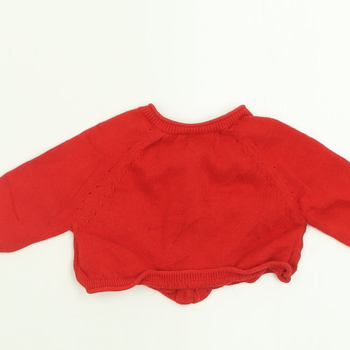 Gap Girls Red  Cotton Cardigan Jumper Size 0-3 Months  Button