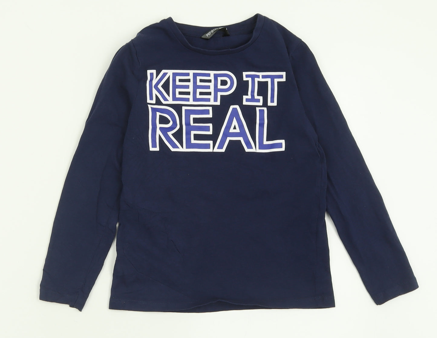 pep&co Boys Blue  Cotton Basic Casual Size 6-7 Years Crew Neck Pullover - Keep it Real