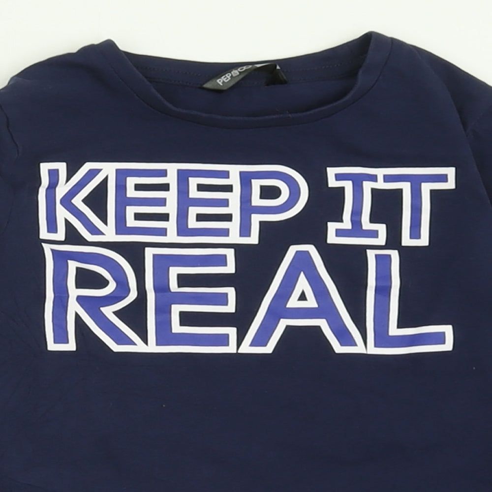 pep&co Boys Blue  Cotton Basic Casual Size 6-7 Years Crew Neck Pullover - Keep it Real
