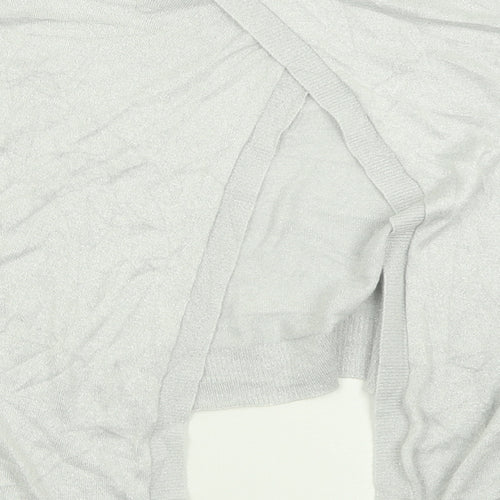 River Island Womens Silver V-Neck  Viscose Pullover Jumper Size 12