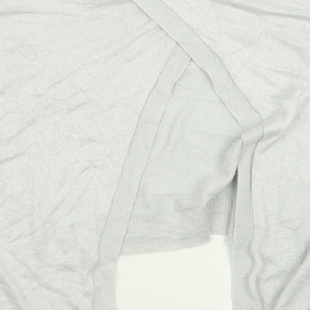 River Island Womens Silver V-Neck  Viscose Pullover Jumper Size 12