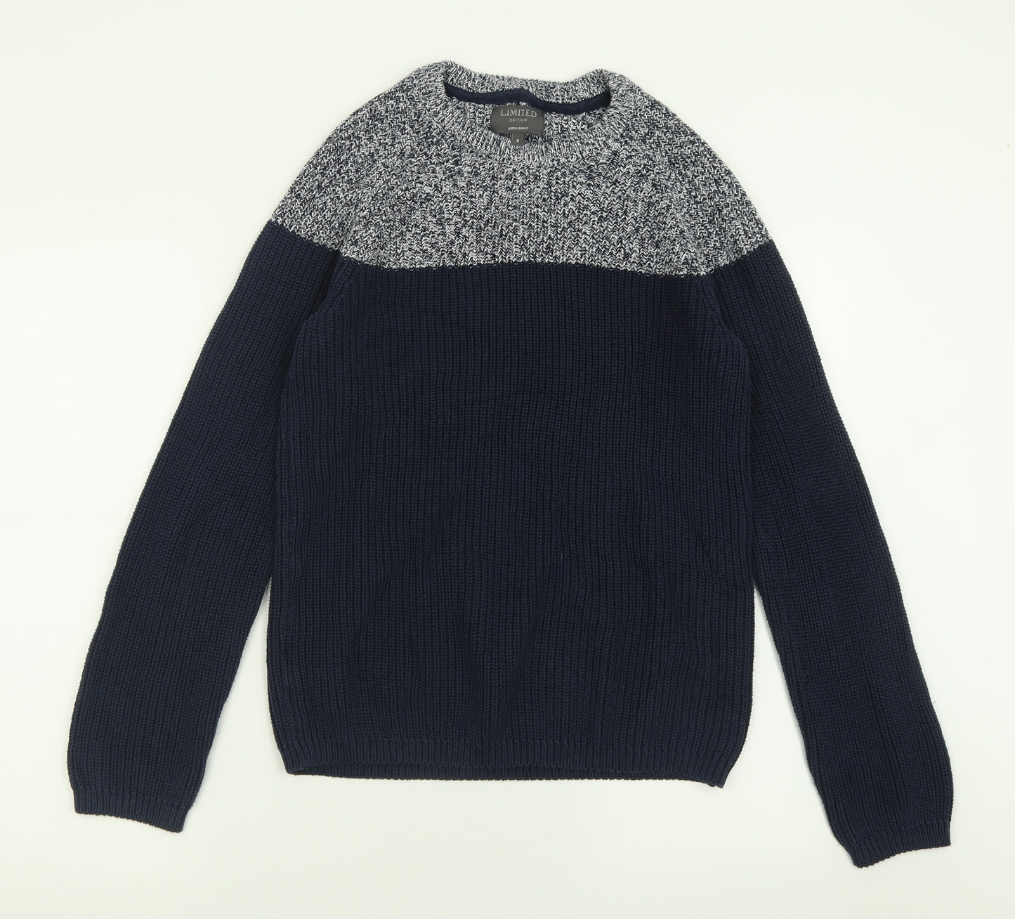 Marks and Spencer Mens Blue Crew Neck  Acrylic Pullover Jumper Size S