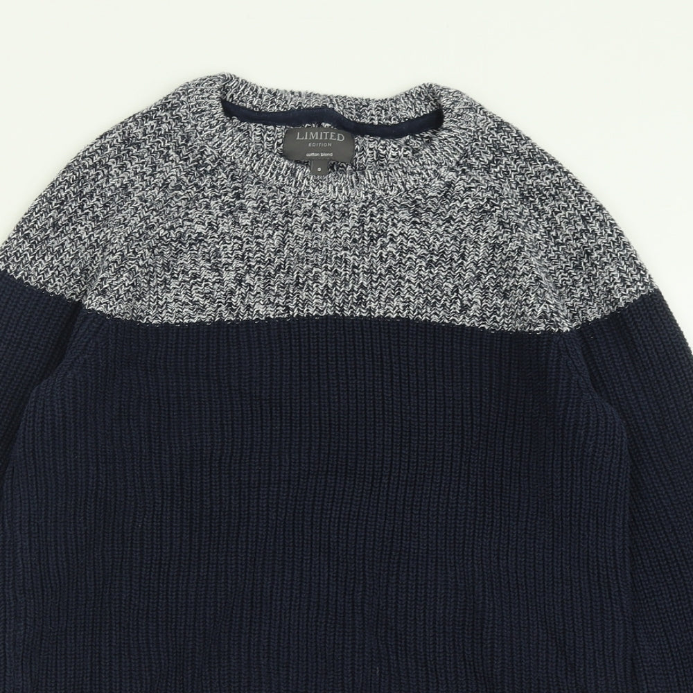 Marks and Spencer Mens Blue Crew Neck  Acrylic Pullover Jumper Size S