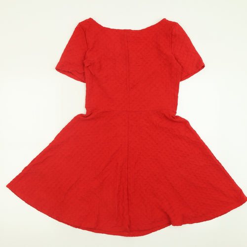 H&M Womens Red  Cotton Fit & Flare  Size S  Scoop Neck Pullover
