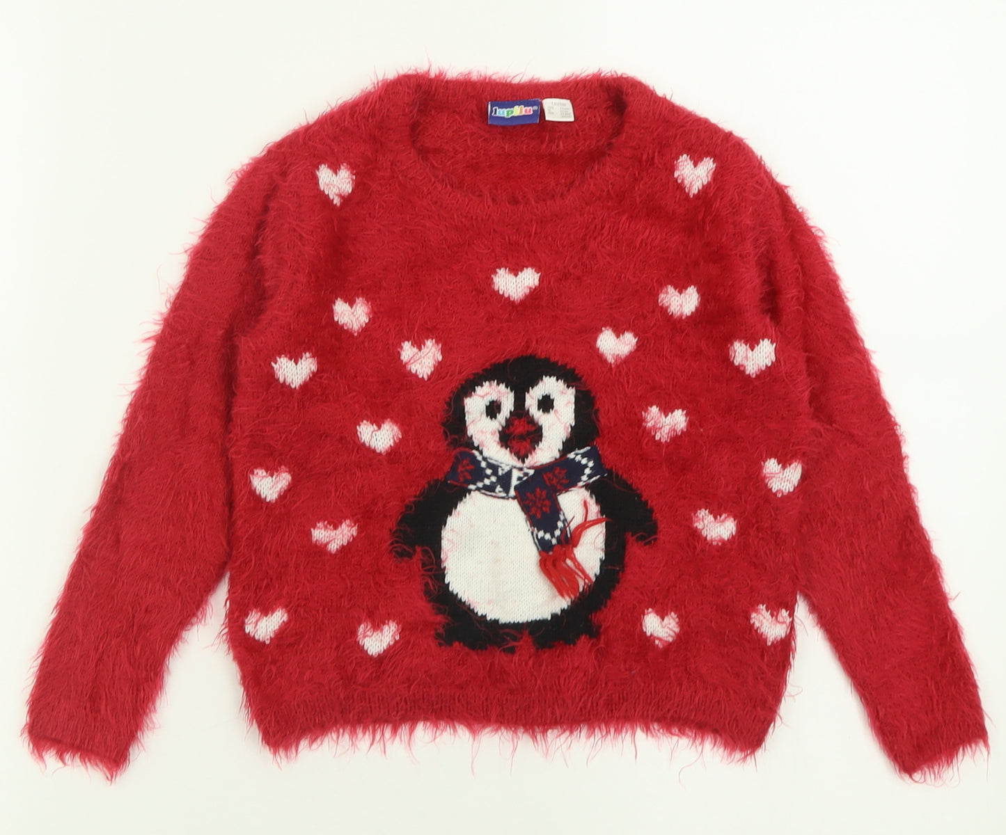 Lupilu Girls Red Crew Neck  Polyamide Pullover Jumper Size 4-5 Years  Pullover