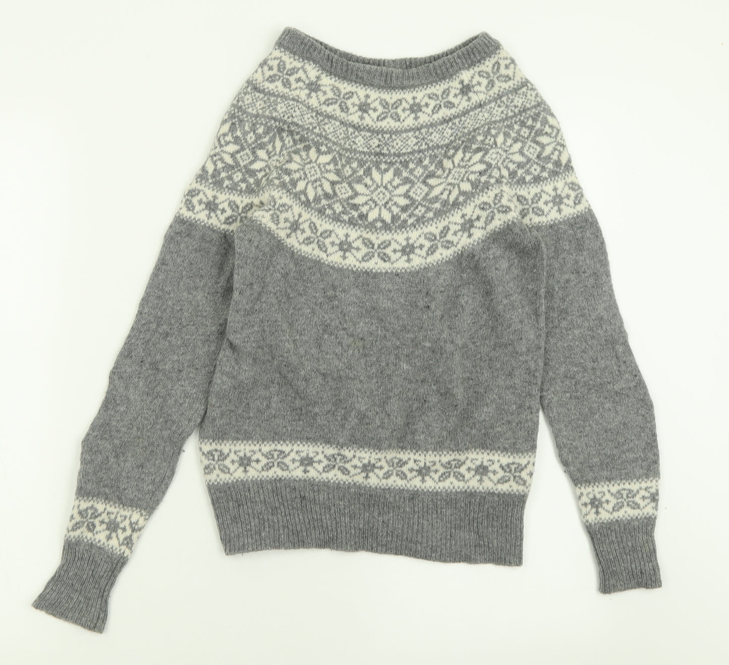 Atmosphere Womens Grey Crew Neck Geometric Acrylic Pullover Jumper Size 6