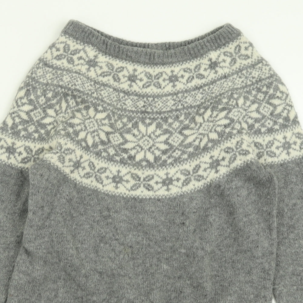 Atmosphere Womens Grey Crew Neck Geometric Acrylic Pullover Jumper Size 6