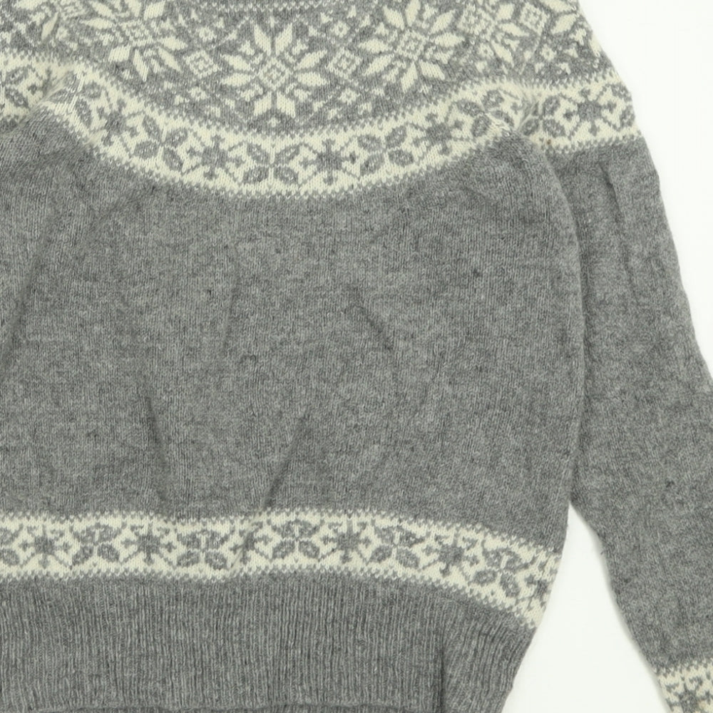 Atmosphere Womens Grey Crew Neck Geometric Acrylic Pullover Jumper Size 6