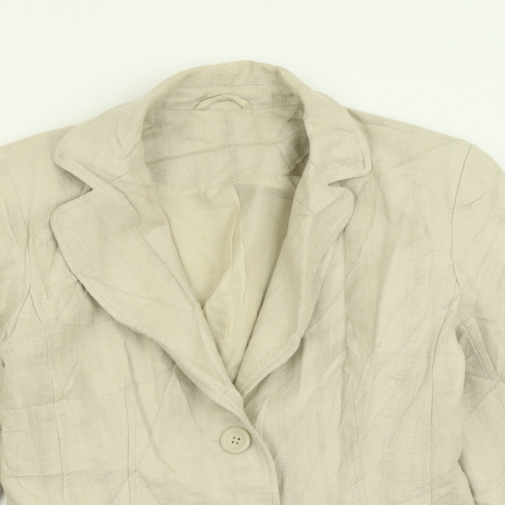 New Look Womens Beige   Jacket Blazer Size 10  Button