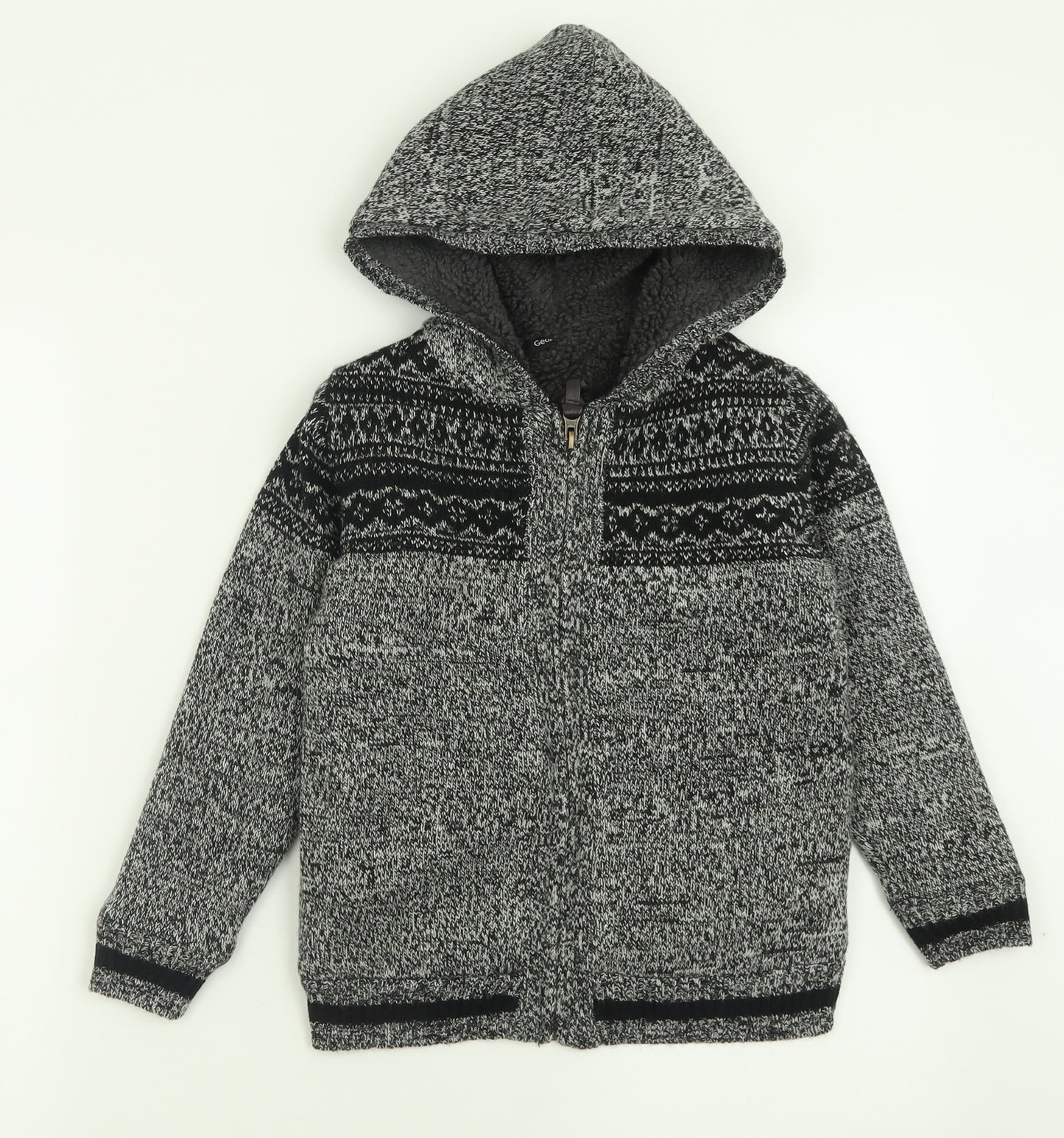 George Boys Black  Acrylic Full Zip Hoodie Size 6-7 Years  Zip